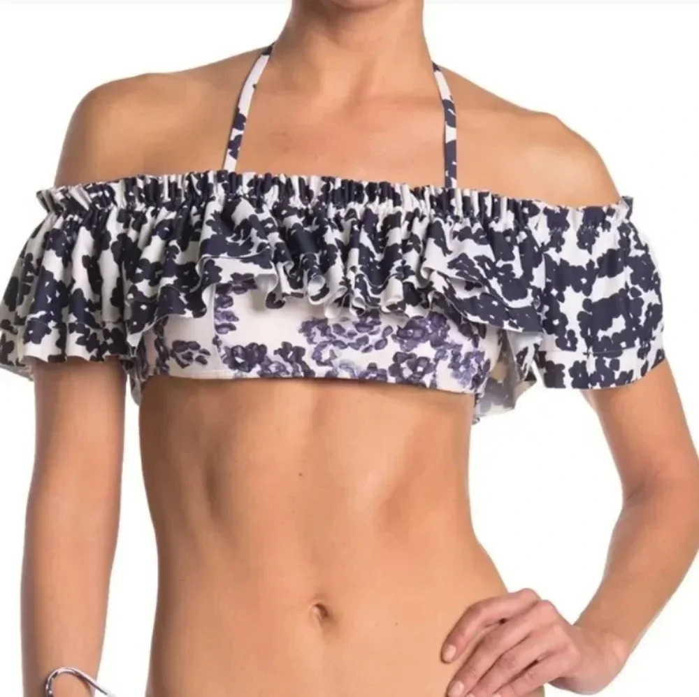 NWT Rachel Roy Bloom Floral Ruffled Swim Top M - Picture 7 of 7